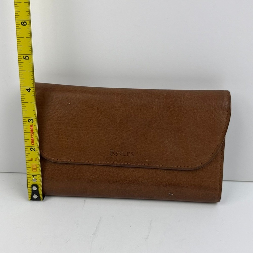 Rolfs Vintage Cognac Brown Leather Trifold Clutch Wallet - Picture 4 of 5
